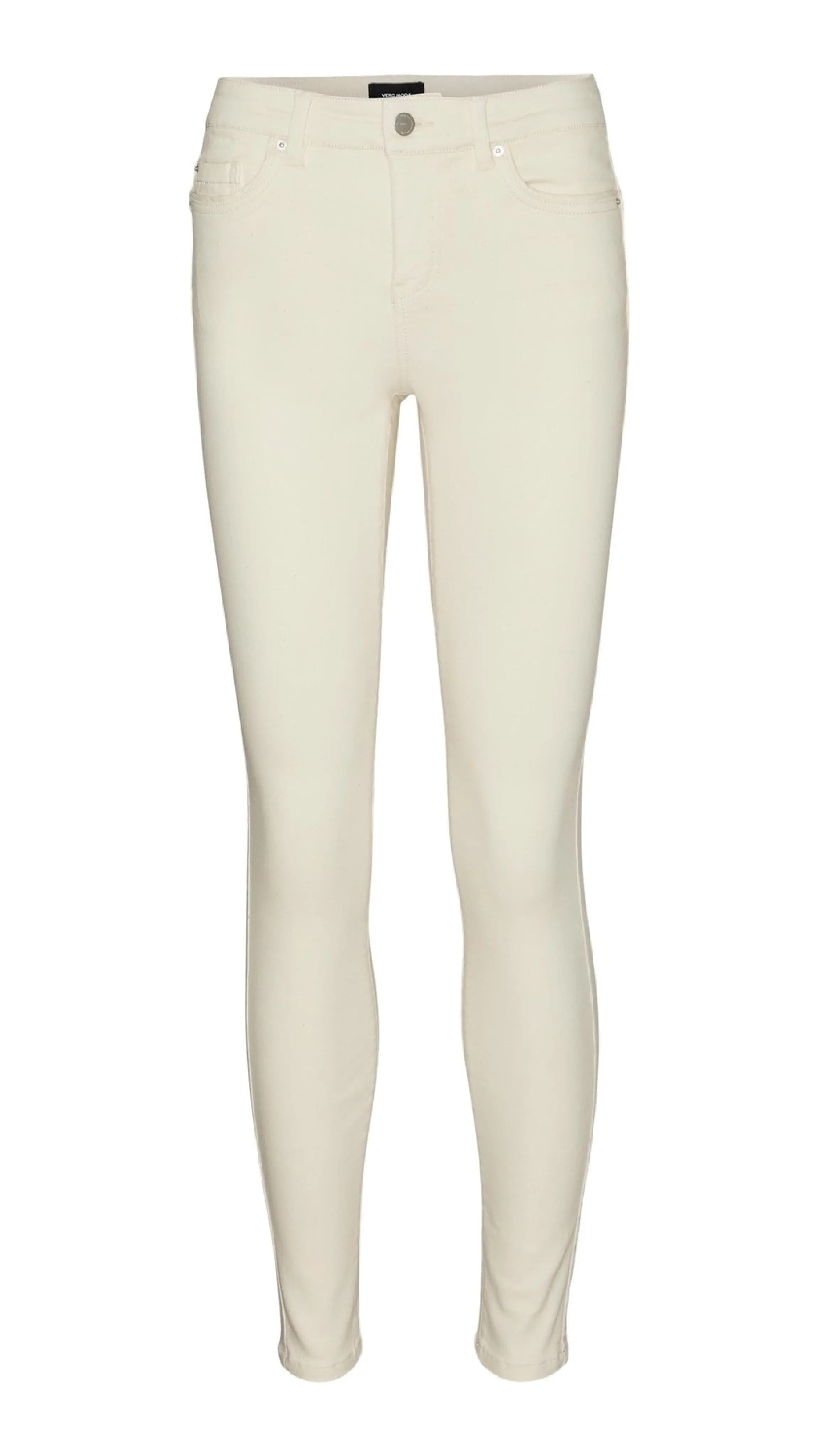Alia Ecru Mid Waist Skinny Jeans