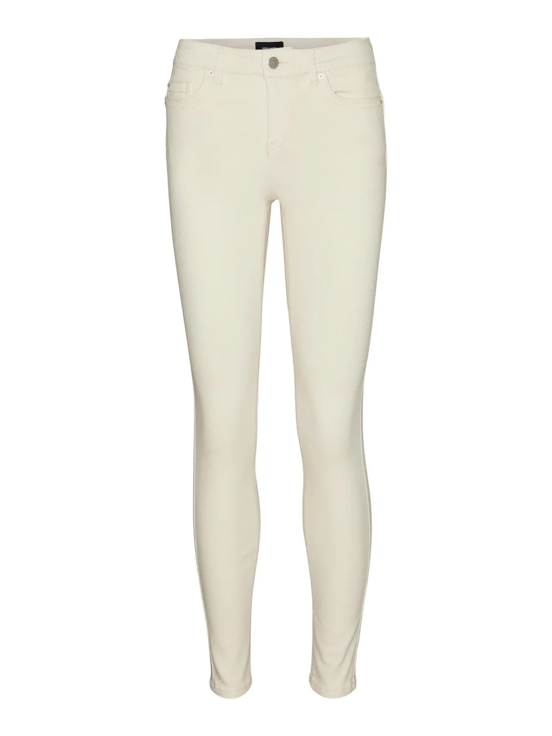 Alia Ecru Mid Waist Skinny Jeans