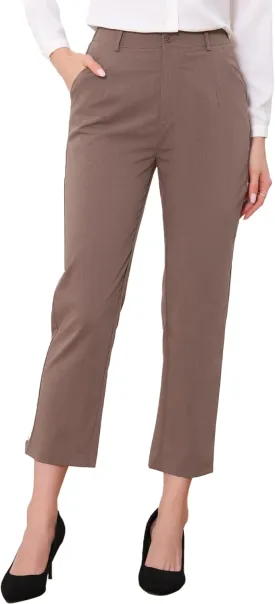 Allegra K Women's Work Dress Pants High Waisted Office Ankle Pants