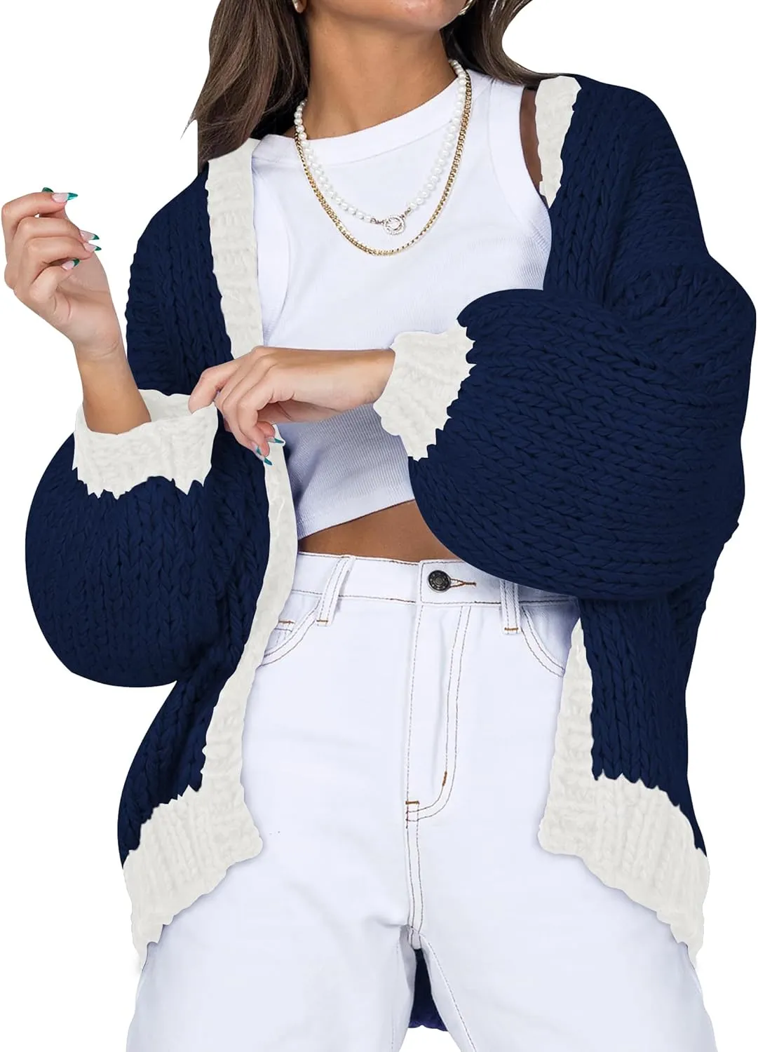 Cakulo Womens Chunky Cardigan Sweaters Trendy 2025 Oversized Winter Knit Sweater Coats Open Front Cardigans