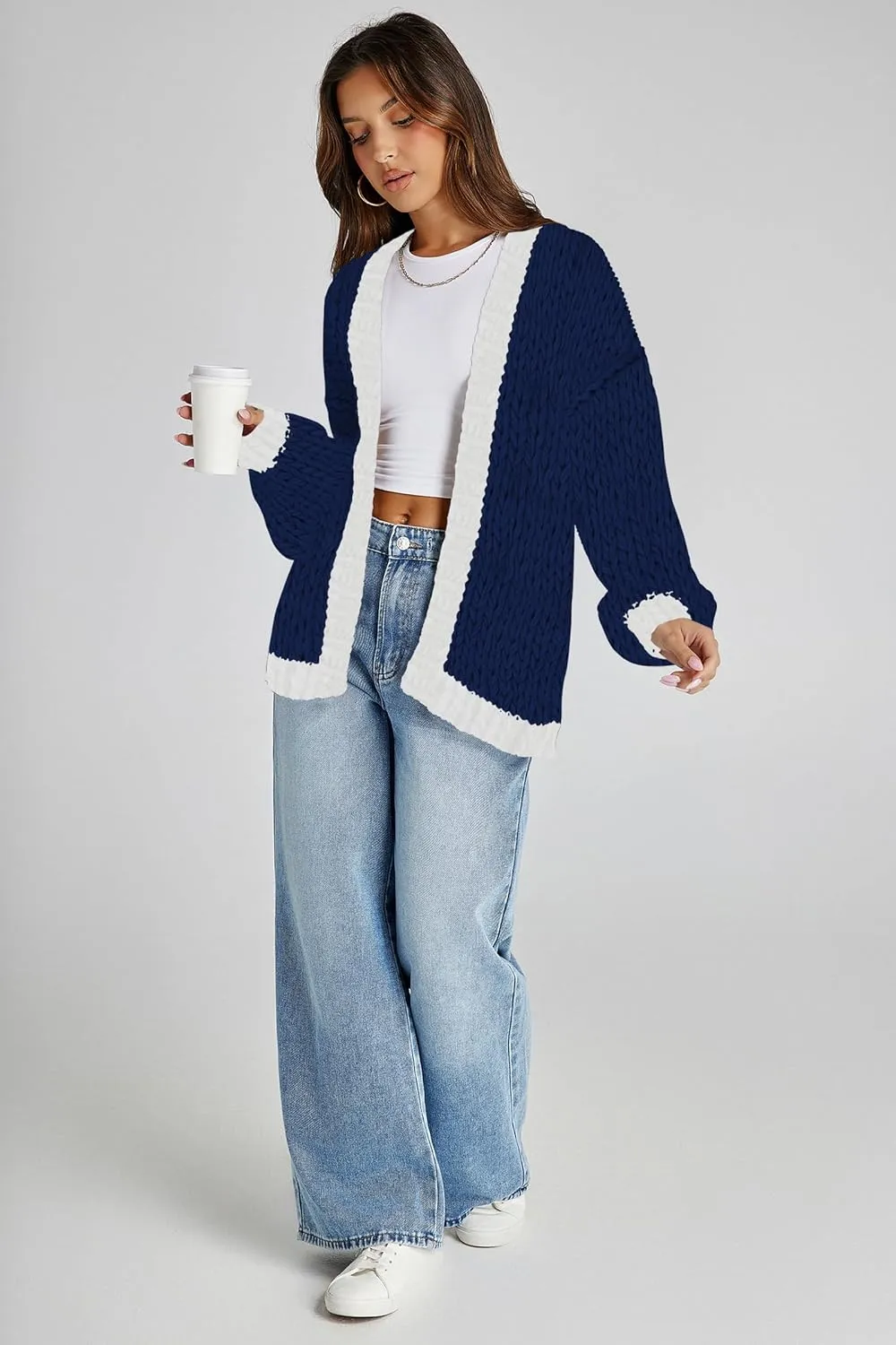 Cakulo Womens Chunky Cardigan Sweaters Trendy 2025 Oversized Winter Knit Sweater Coats Open Front Cardigans