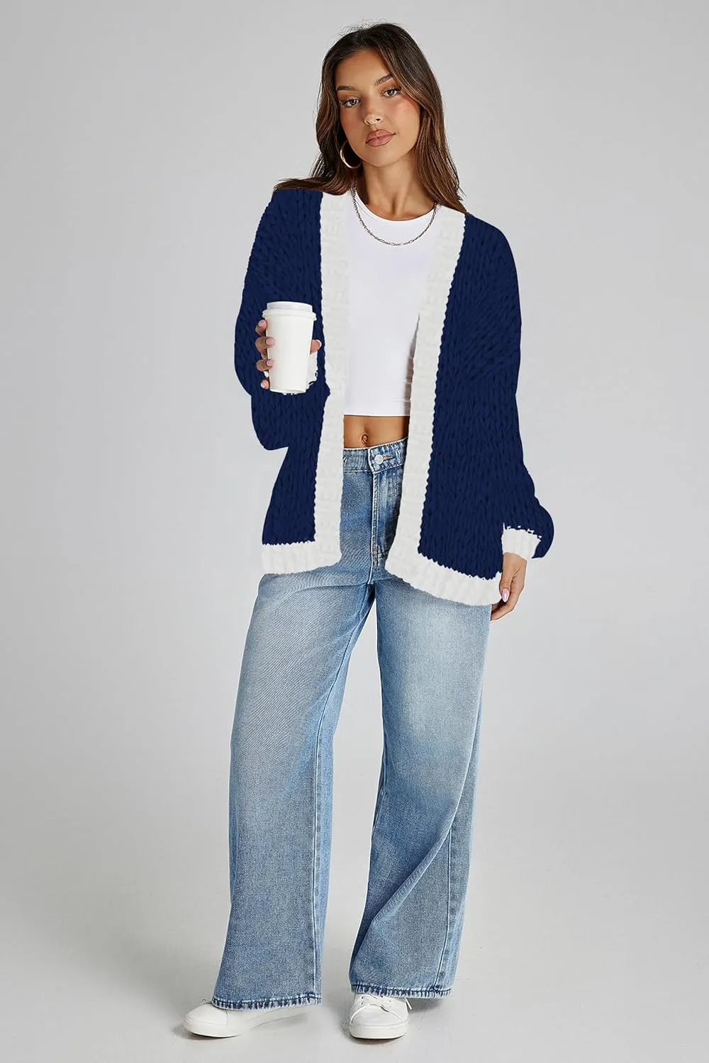 Cakulo Womens Chunky Cardigan Sweaters Trendy 2025 Oversized Winter Knit Sweater Coats Open Front Cardigans