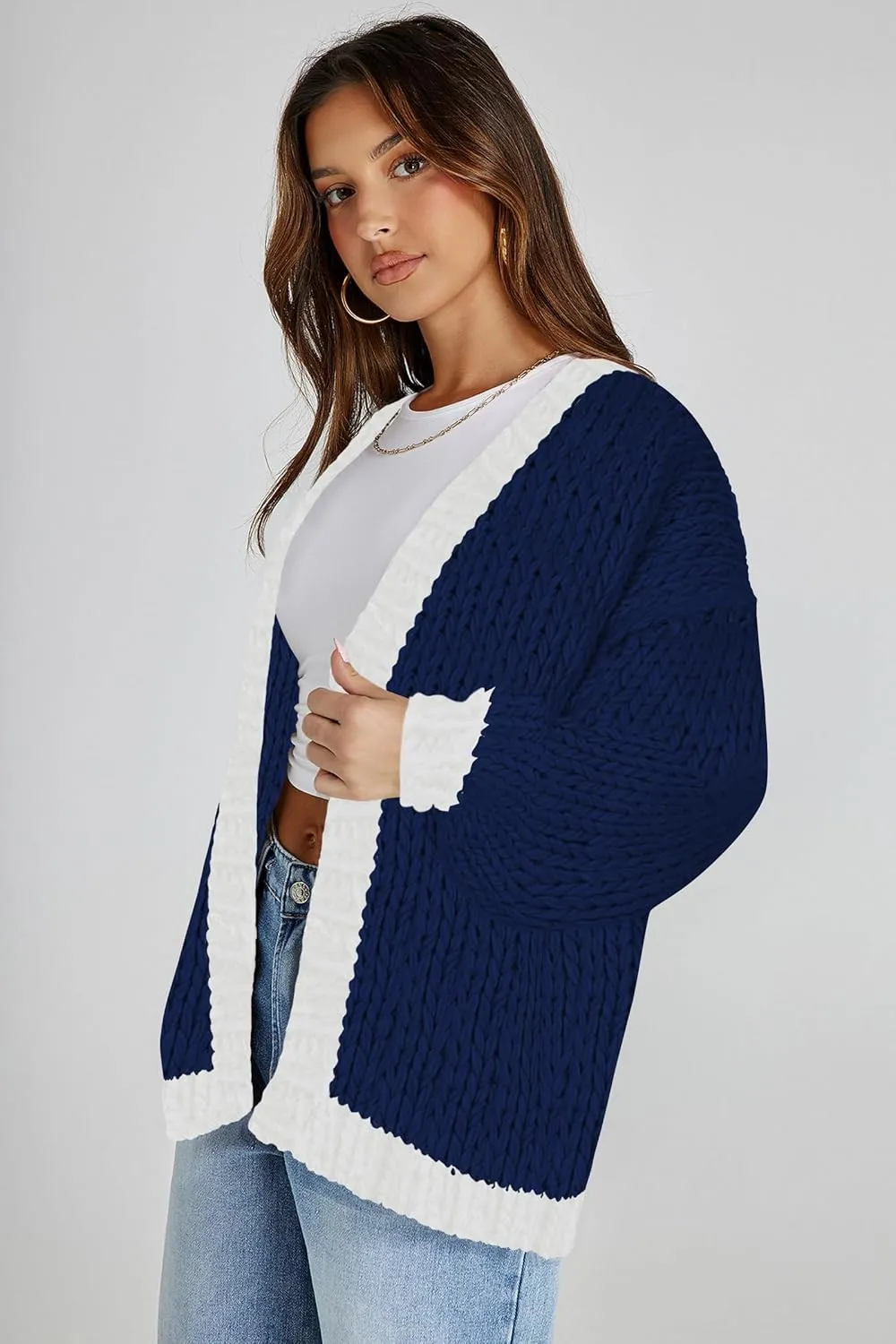 Cakulo Womens Chunky Cardigan Sweaters Trendy 2025 Oversized Winter Knit Sweater Coats Open Front Cardigans
