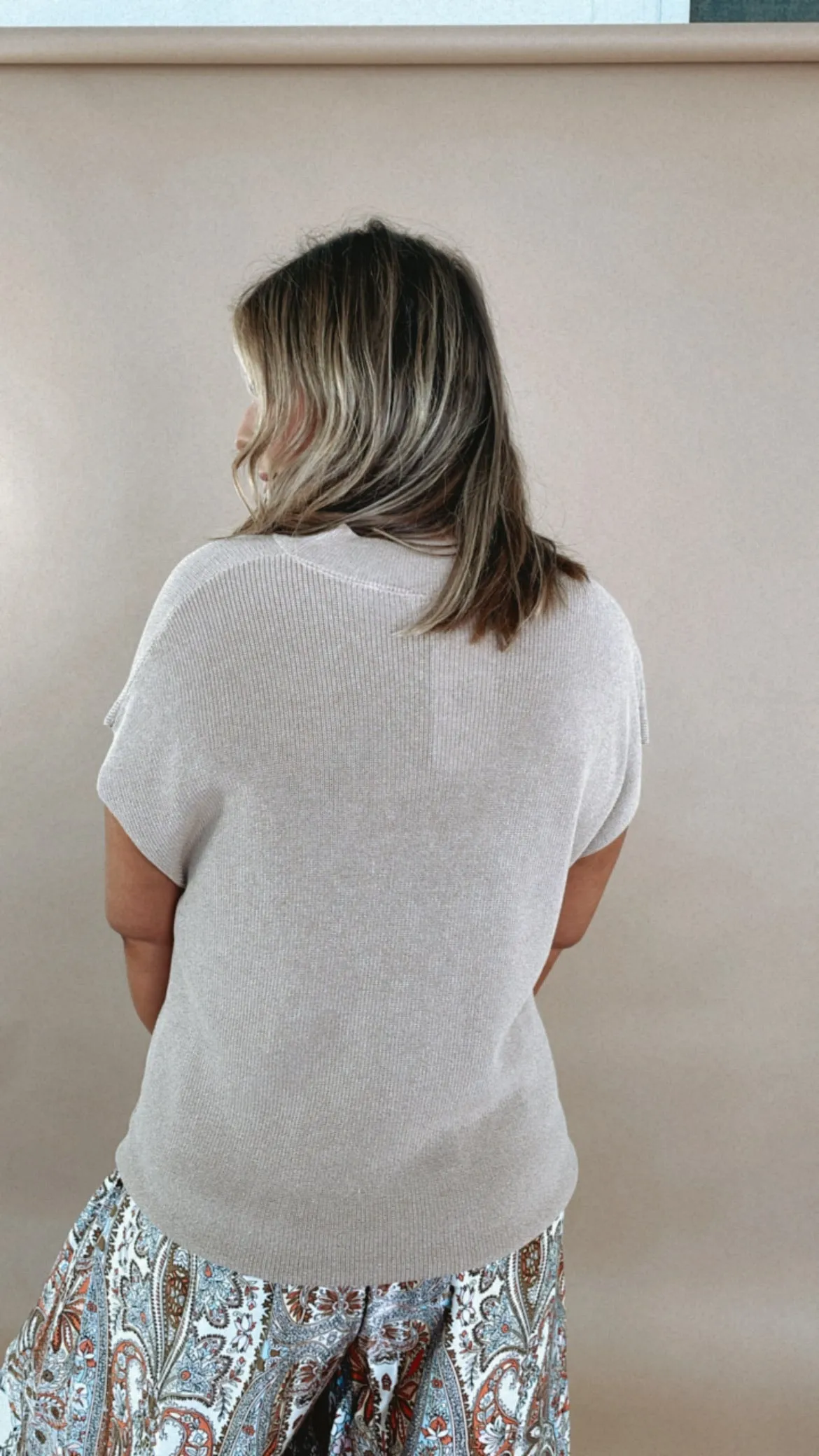 Cap Sleeve Sweater Top, Brown