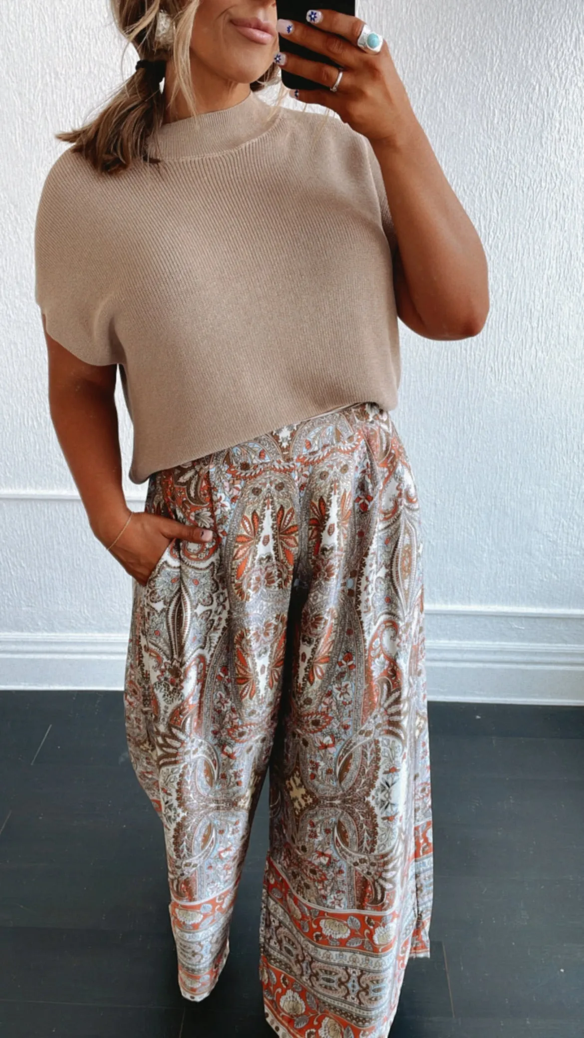 Cap Sleeve Sweater Top, Brown