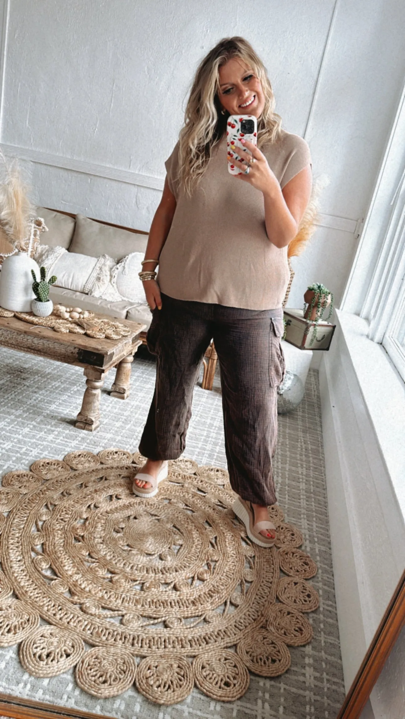 Cap Sleeve Sweater Top, Brown