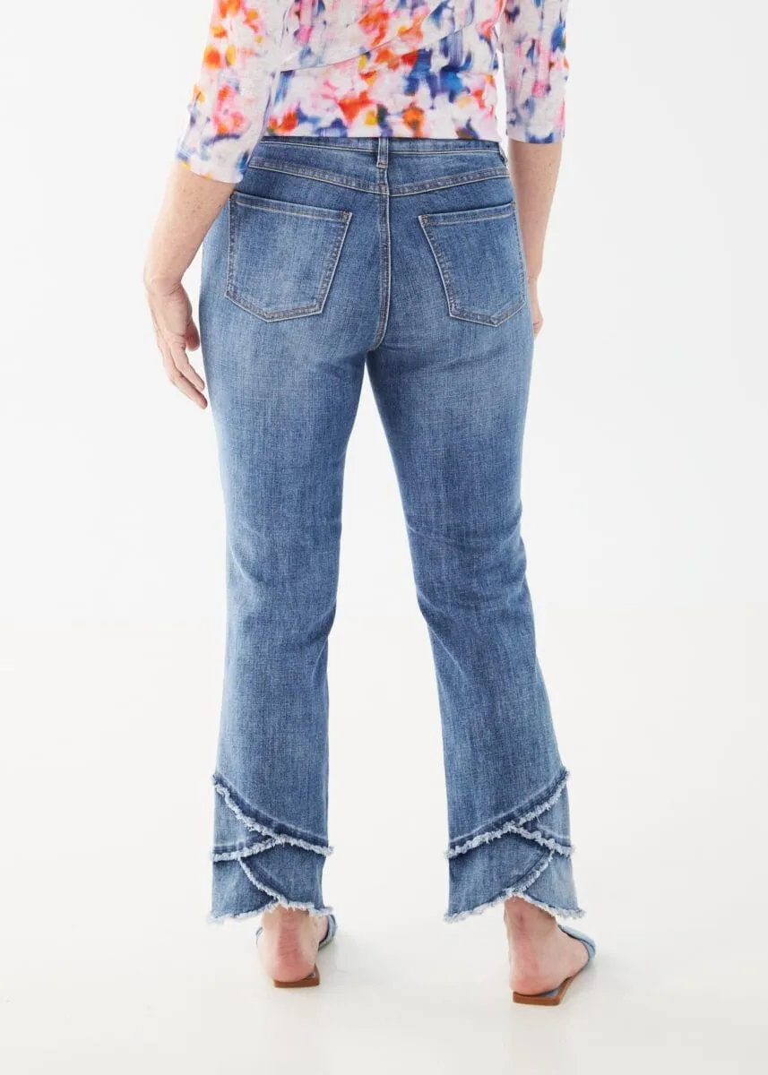 Olivia Tulip Hem Straight Ankle Denim Jeans - Stylish FDJ Denim Jeans