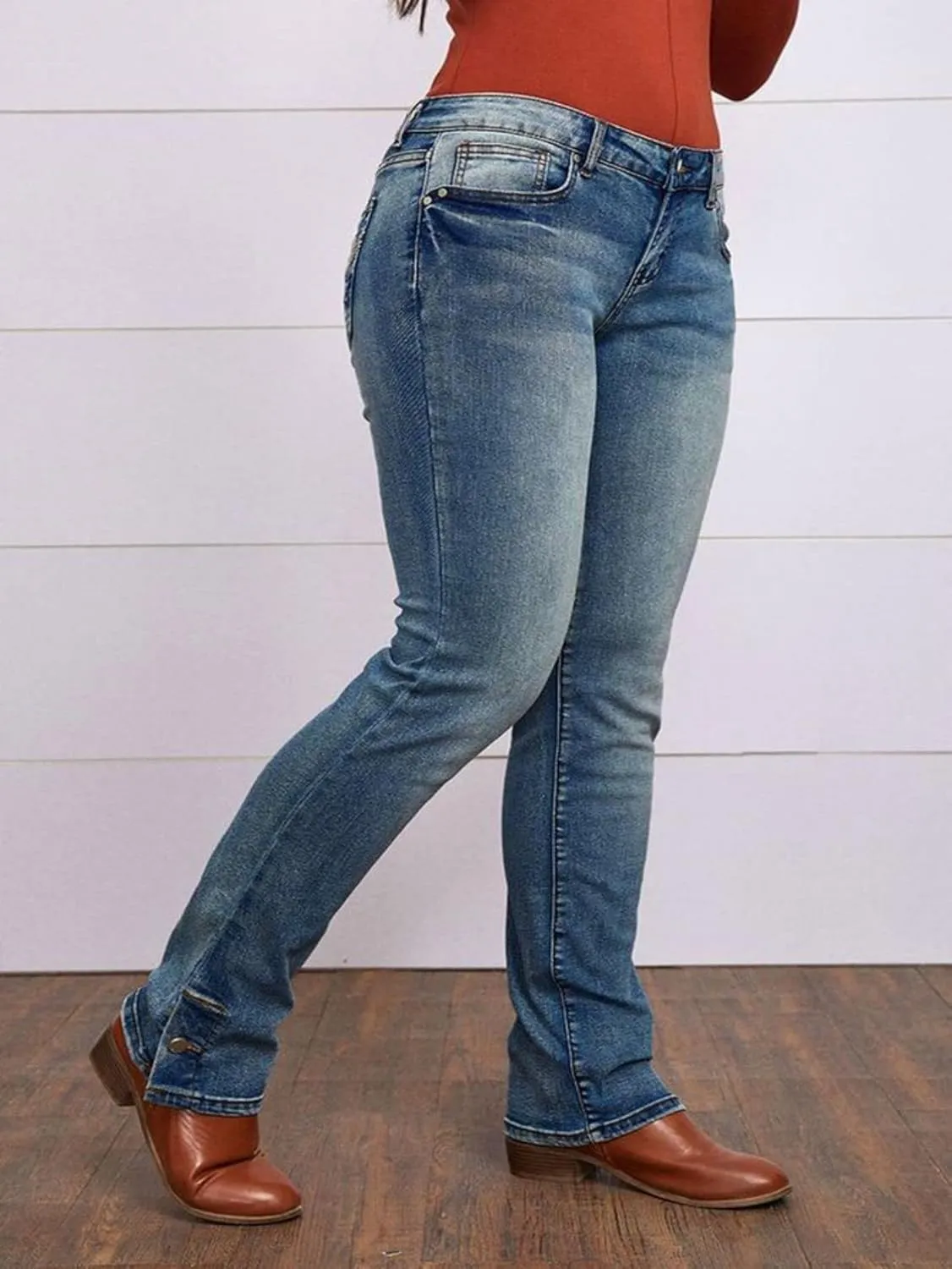 Flamingals Butt Lifting Bootcut Jeans Stretchy Casual Fall Winter Trendy Flare Leg Jeans for Women