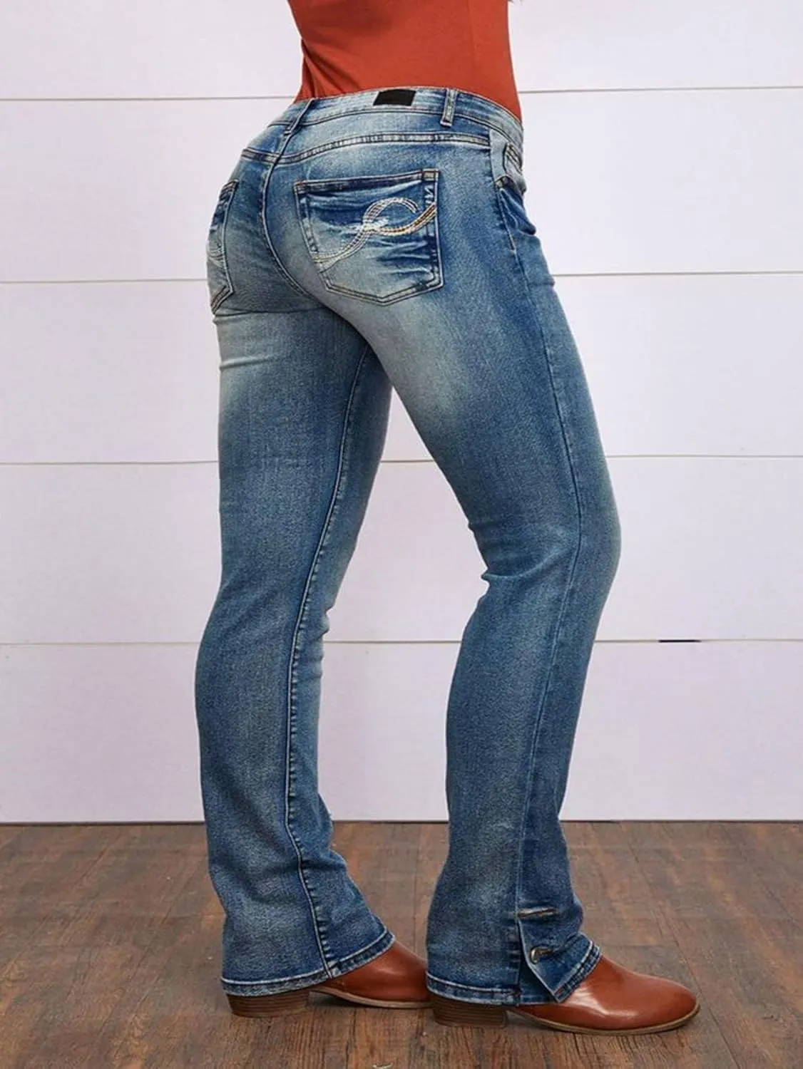 Flamingals Butt Lifting Bootcut Jeans Stretchy Casual Fall Winter Trendy Flare Leg Jeans for Women