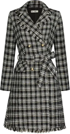 GRACE KARIN Trench Coat for Women 2024 Winter Coat Notch Lapel Double Breasted Thick A Line Pea Coat Jacket with Pockets