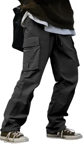 HOTake Cargo Pants for Men Drawstring Elastic Waist Mens Baggy Pants Hiking Joggers Sweatpants