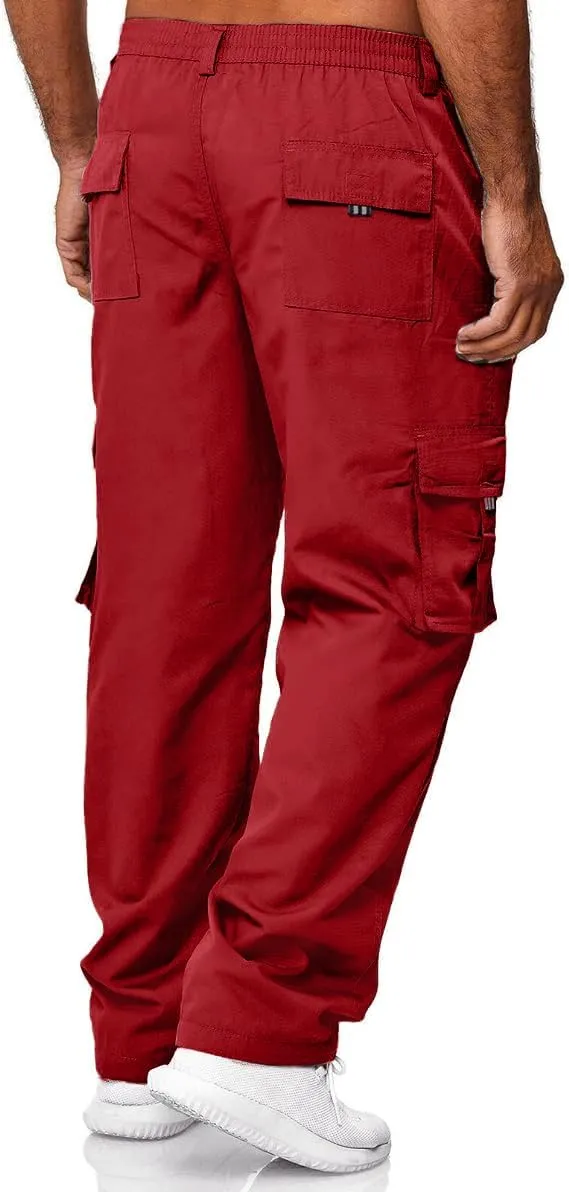 HUNGSON Mens Casual Cargo Pants - Sweatpants Joggers Athletic Trouser Cotton Loose Straight Hiking Pants for Men