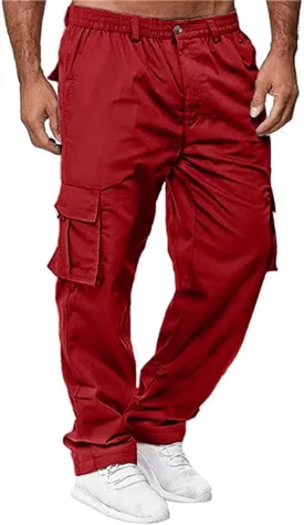 HUNGSON Mens Casual Cargo Pants - Sweatpants Joggers Athletic Trouser Cotton Loose Straight Hiking Pants for Men