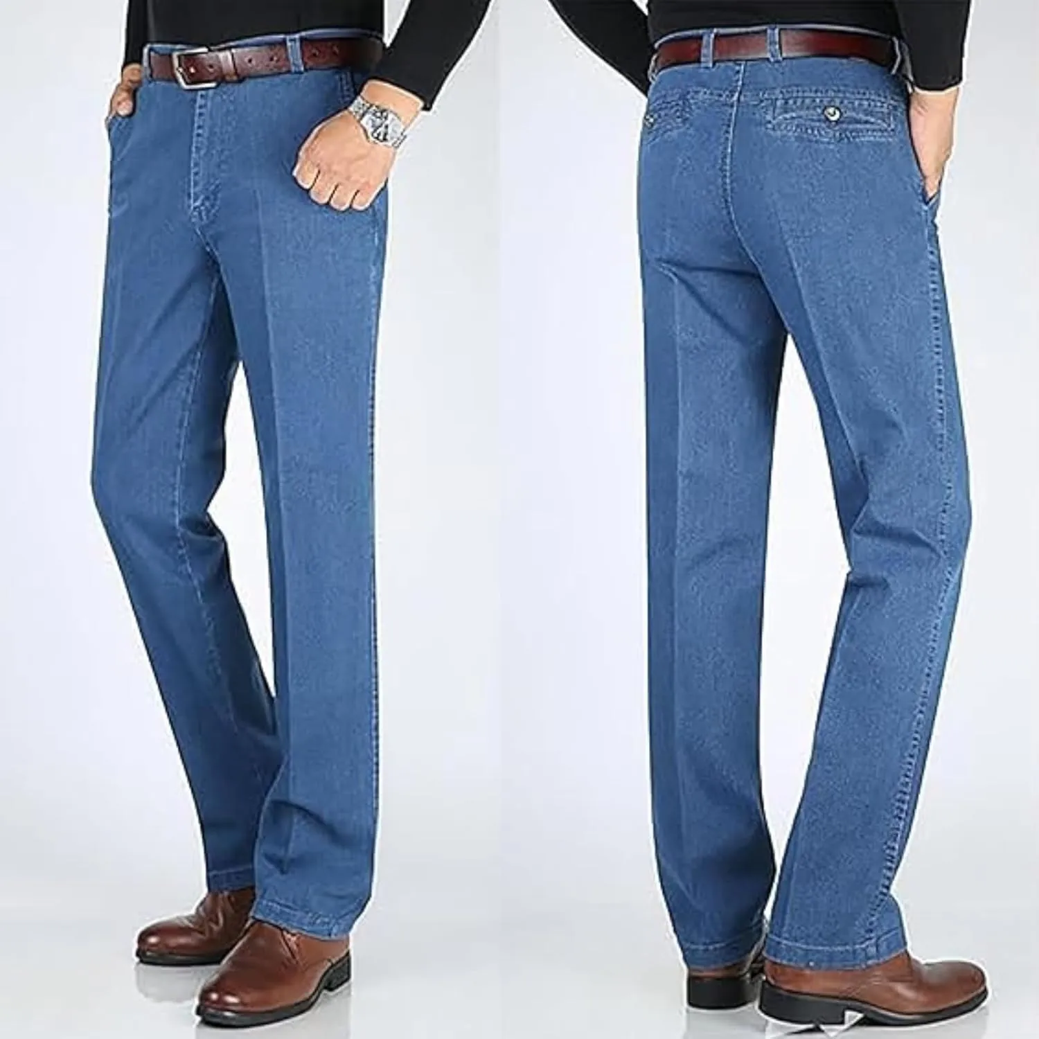 Jett Jeans for Older Men, JettJeans3 - Men's Classic Straight Fit Stretch Jeans, Jet Mens High Waist Jeans