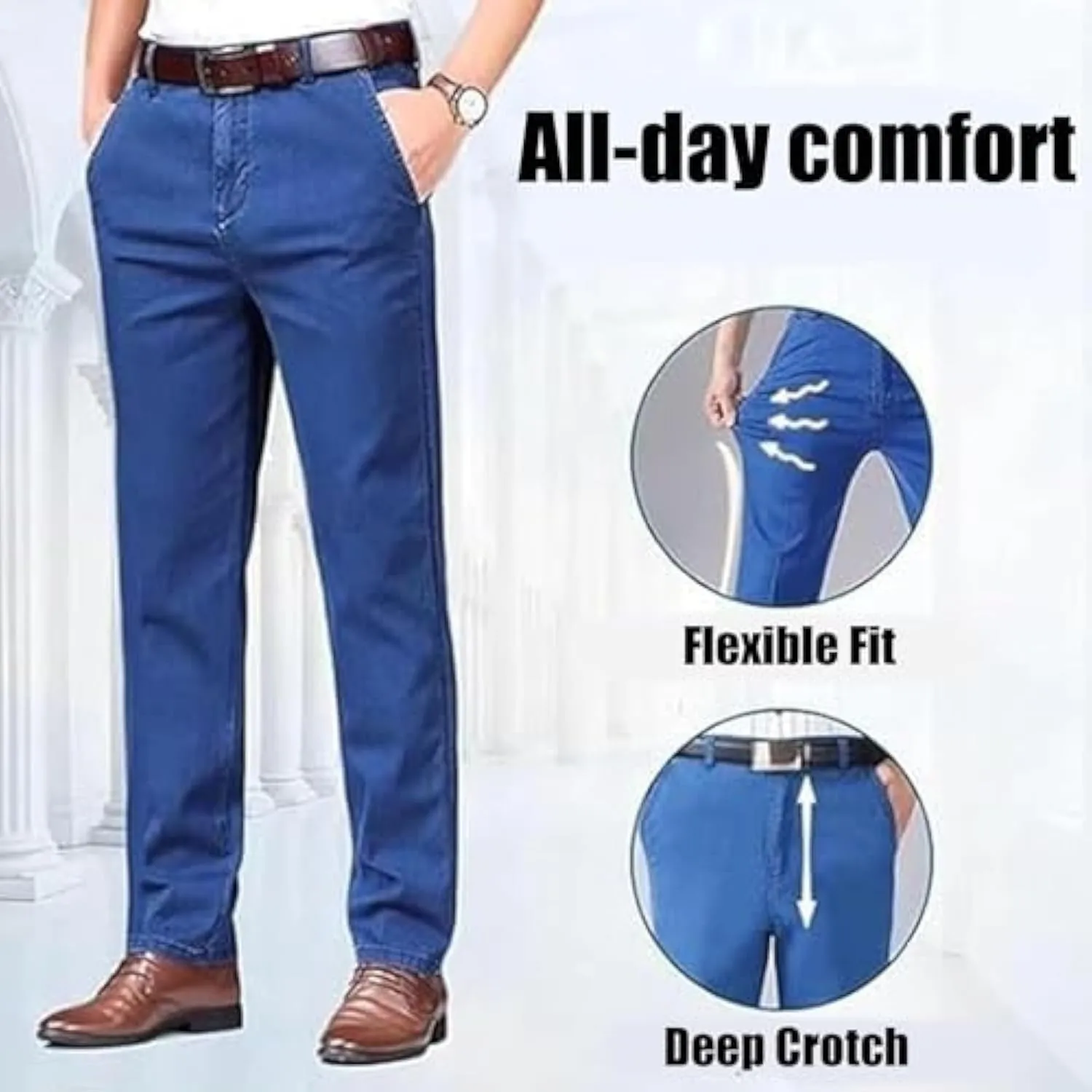 Jett Jeans for Older Men, Jettjeans3 - Men's Classic Straight Fit Stretch Jeans