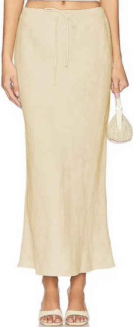 Linen Maxi Skirts with Lining Drawstring Flowy Flared Long Skirts for Women