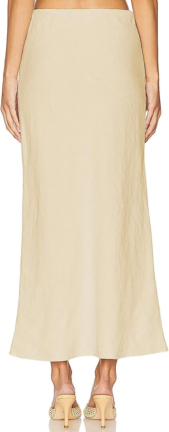 Linen Maxi Skirts with Lining Drawstring Flowy Flared Long Skirts for Women
