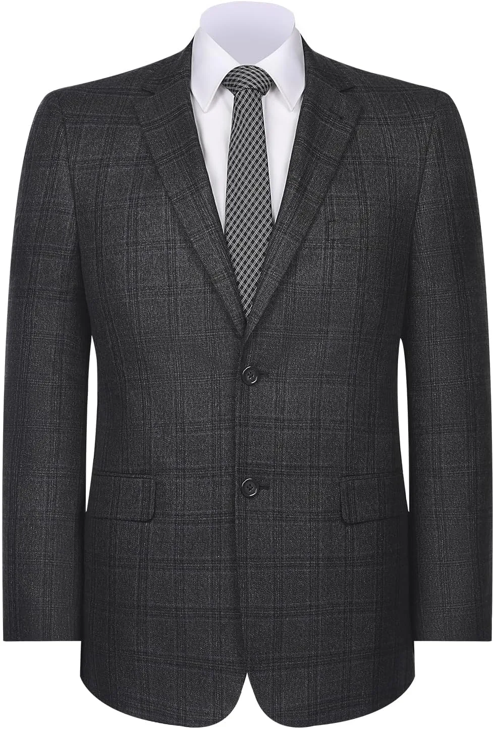 Men's Sports Coat Stylish Classic Fit Plaid Blazer 2 Button Single Breasted Spots Jacket for Casual Wear