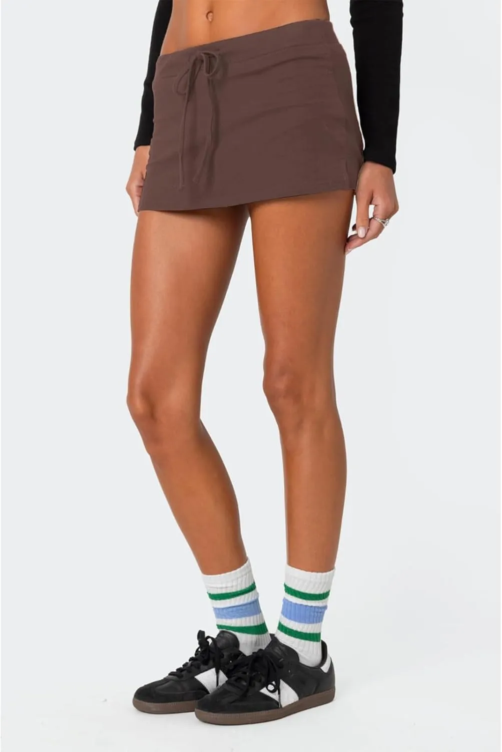 Mini Skorts for Women - Sexy Drawstring Mid Waist Side Split Y2K Bodycon Pencil Mini Skirt with Shorts
