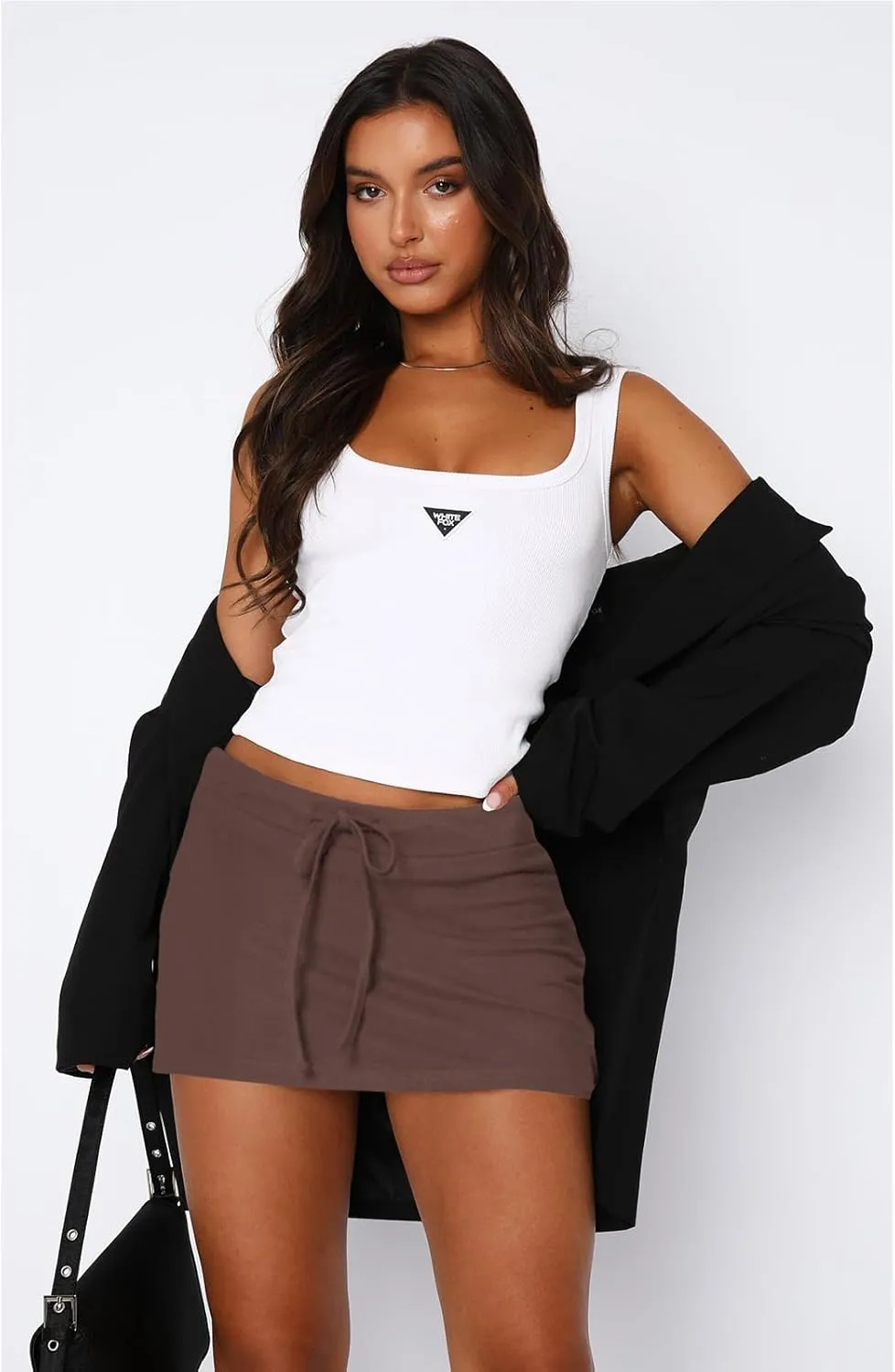Mini Skorts for Women - Sexy Drawstring Mid Waist Side Split Y2K Bodycon Pencil Mini Skirt with Shorts