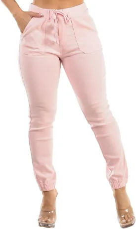 Moda Xpress Women's Juniors Stretchy High Waisted Relaxed Fit Casual Cargo Denim Jogger Jeans and Pants for Women