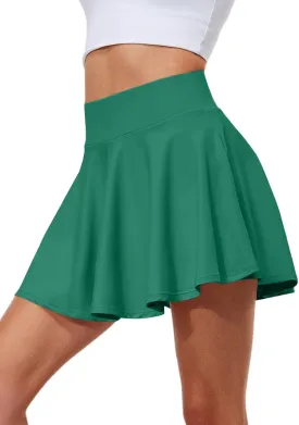 Pleated Tennis Skirts for Women High Waisted Golf Skorts Tummy Control Skirts with Shorts Pockets Lightweight