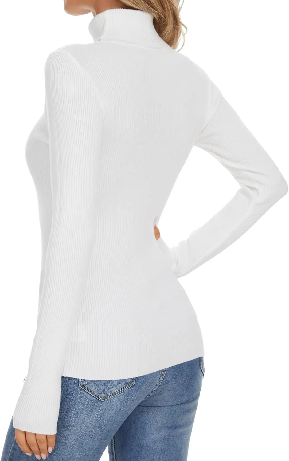 Turtleneck Sweaters for Women Ribbed Sweater Jumpers Knit Tops