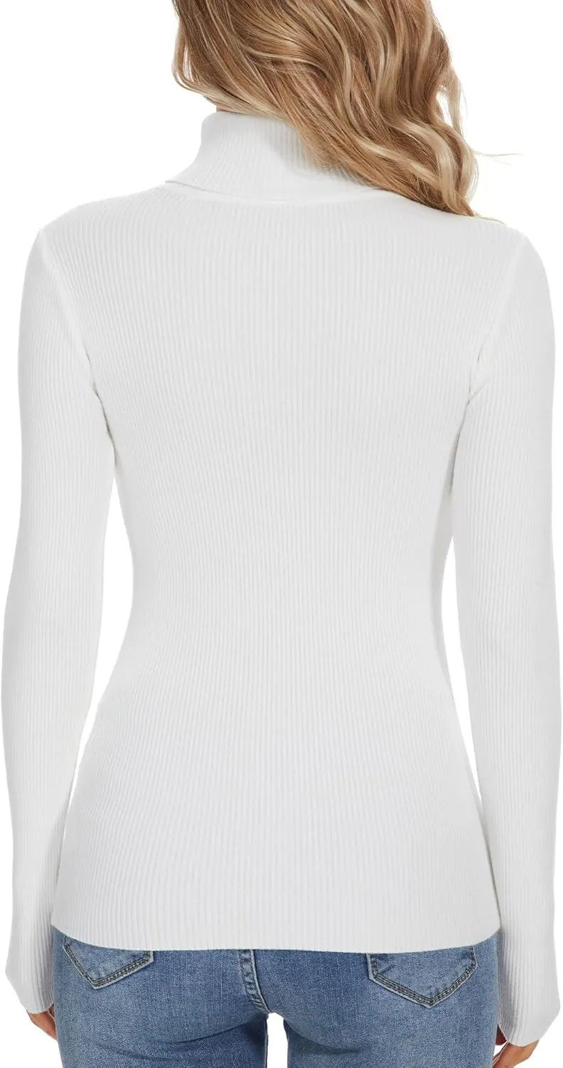 Turtleneck Sweaters for Women Ribbed Sweater Jumpers Knit Tops