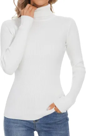 Turtleneck Sweaters for Women Ribbed Sweater Jumpers Knit Tops