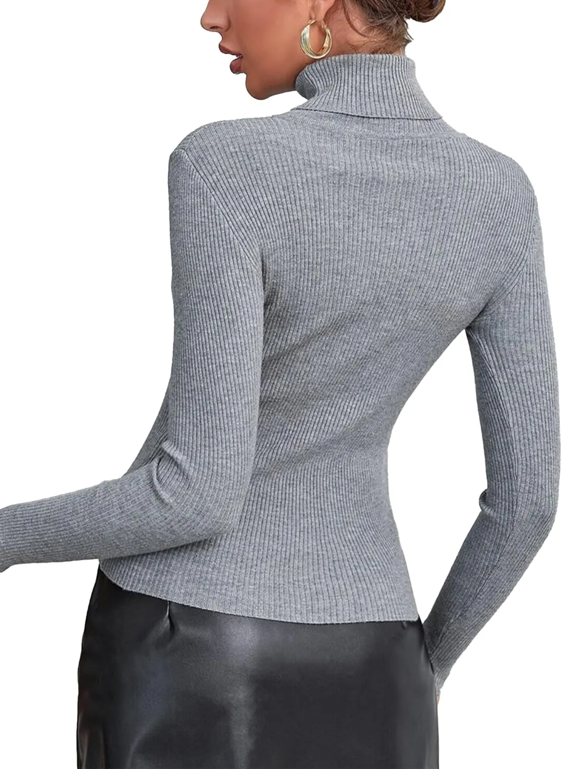 Turtleneck Sweaters for Women Ribbed Sweater Jumpers Knit Tops