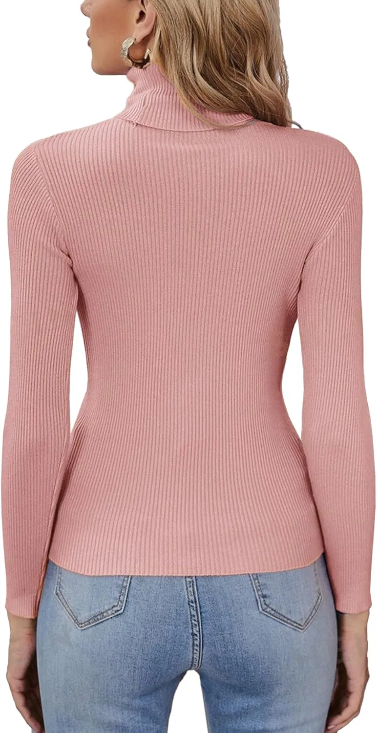 Turtleneck Sweaters for Women Ribbed Sweater Jumpers Knit Tops