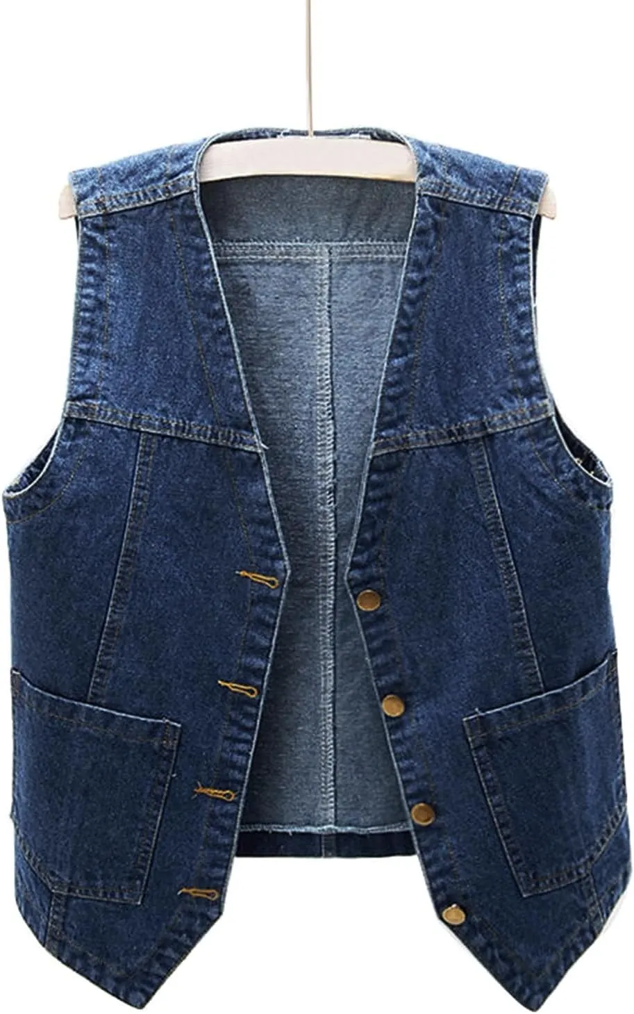 Women's Oversized Sleeveless Jean Denim Jacket Button Down Vest Top for Women Summer Fall Waistcoat Jeans Tops Coat