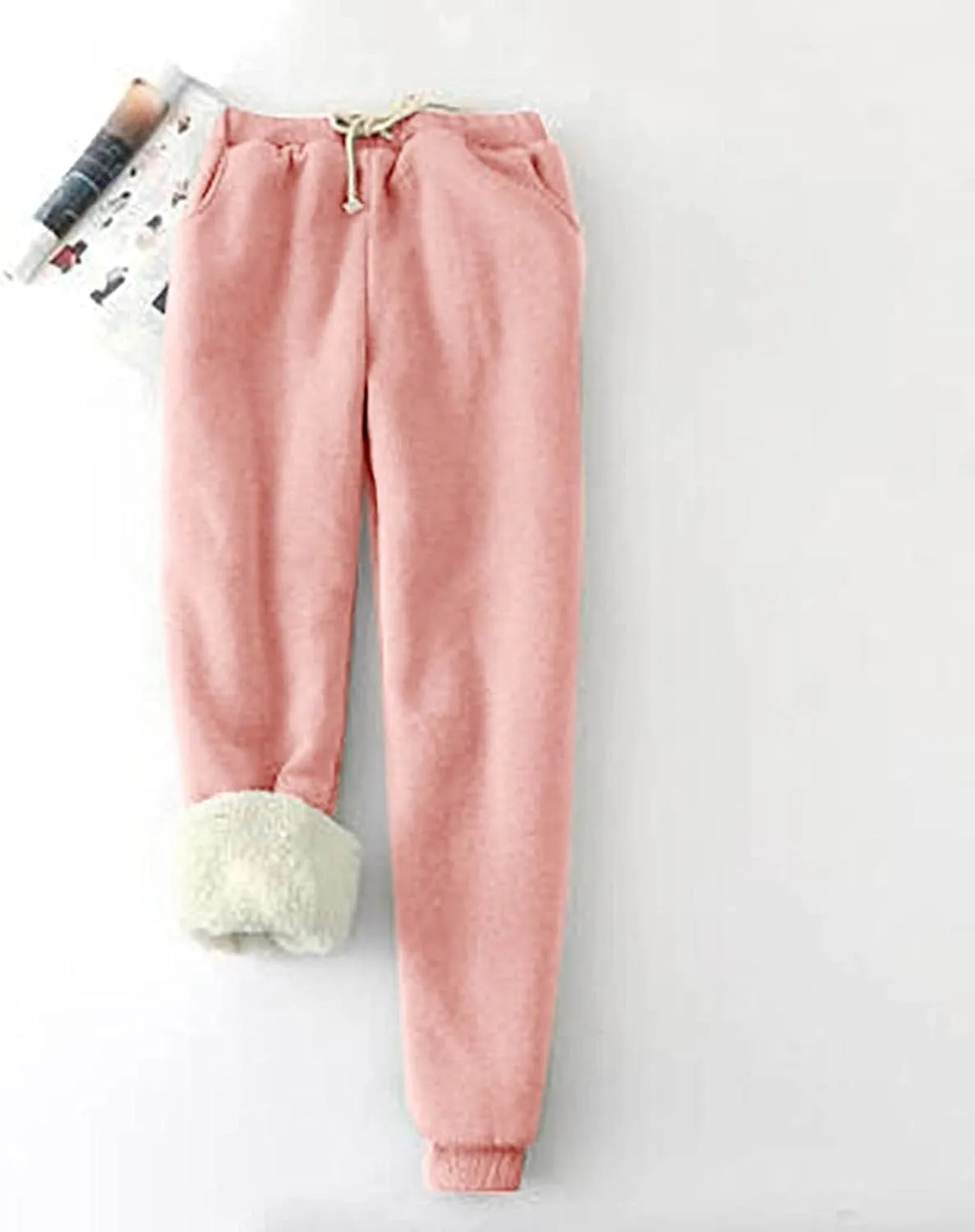 XUNRYAN Women's Warm Sherpa Lined Athletic Sweatpants Jogger Fleece Pants Thermal Workout Ski Pants Hiking Running Snow Suit